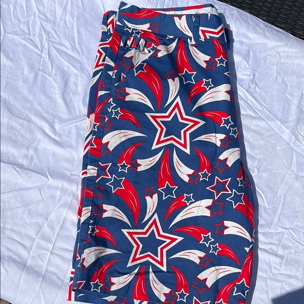 Royal Awesome Patriotic Star Patterned Golf Shorts